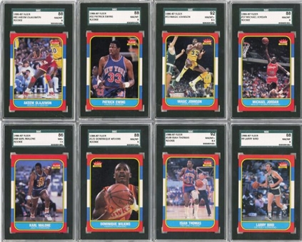 1986/87 Fleer Basketball High Grade Complete Set (132) Plus Stickers Complete Set (11) Including SGC 88 NM/MT 8 Jordan Example!